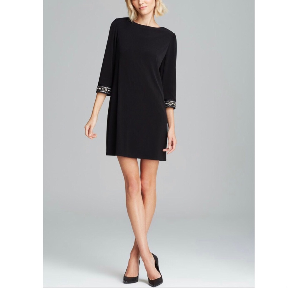 Laundry by Shelli Segal Beaded 3/4 Sleeve Dress